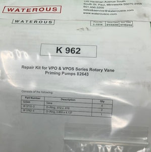 WATEROUS VPO K19 REPAIR KIT, K 962